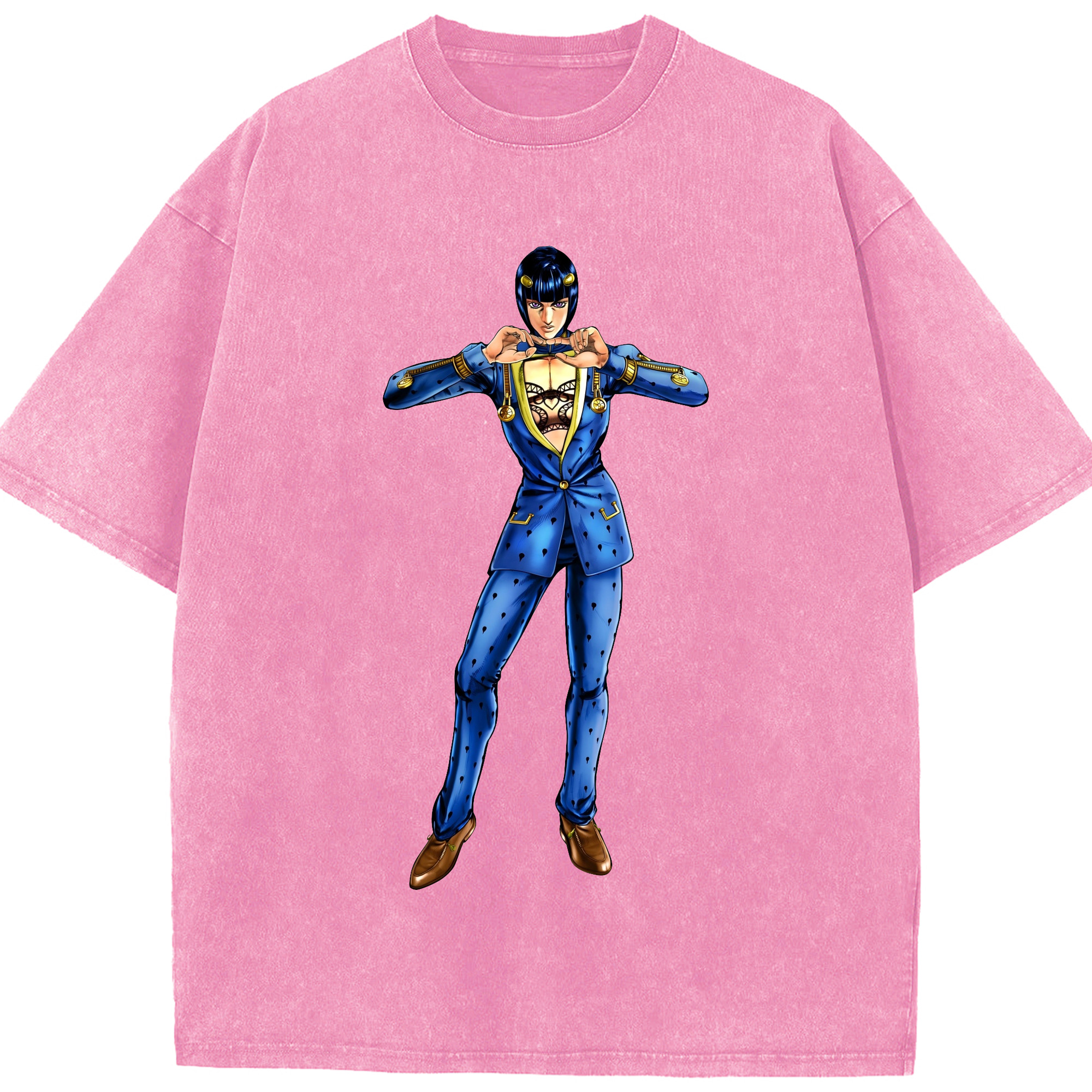 （画像用） ジョジョの奇妙な冒険 ブローノ?ブチャラティ JoJo's Bizarre Adventure Bruno Bucciarati 綿100% ヴィンテージ風 半袖Tシャツ（フロントプリント）